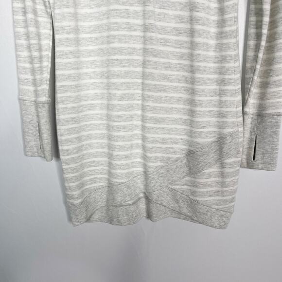 Athleta S Heather Gray Criss Cross Striped Long Sleeve Sweatshirt Dress Modal - Picture 4 of 11